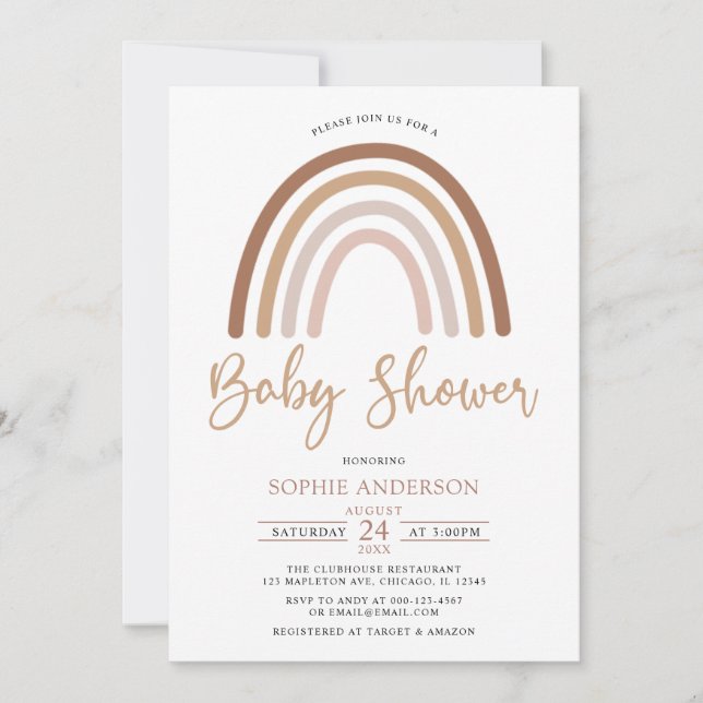 Pastel Muted Tones Boho Rainbow Baby Shower Inbjudningar (Framsida)