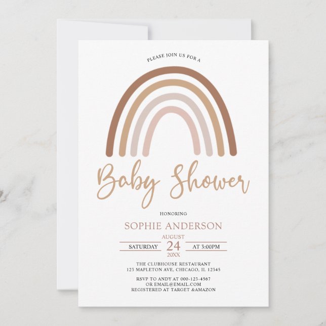 Pastel Muted Tones Boho Rainbow Baby Shower Inbjudningar (Framsida)