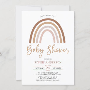 Pastel Muted Tones Boho Rainbow Baby Shower Inbjudningar