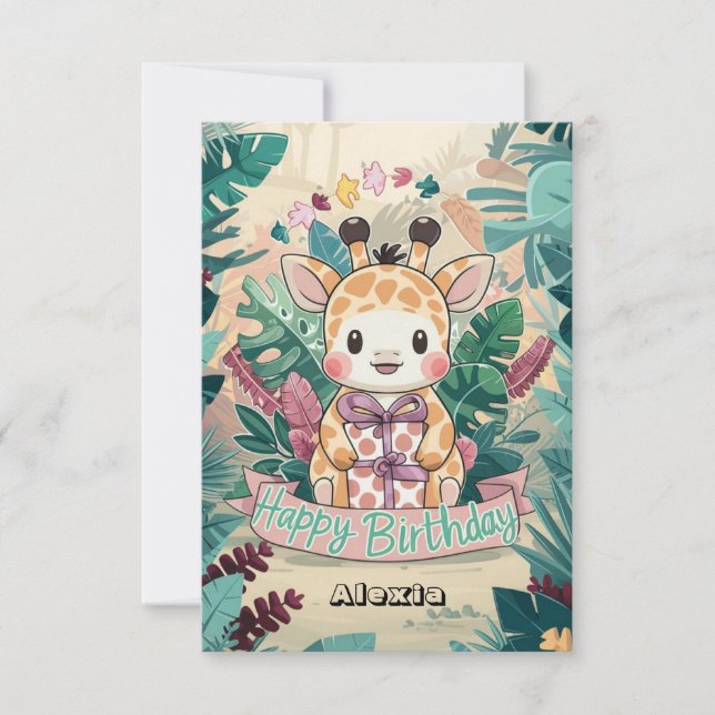 Pastel Mystical Giraffe Birthday Kort (Framsida)