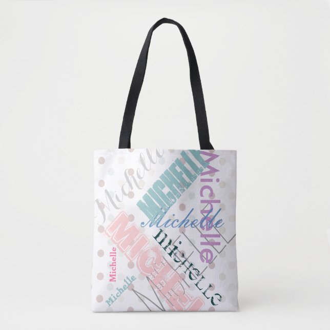 Pastel Namn Polka Dot Tygkasse (Framsida)