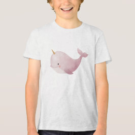 Pastel Narwhal Watercolor Illustration T Shirt