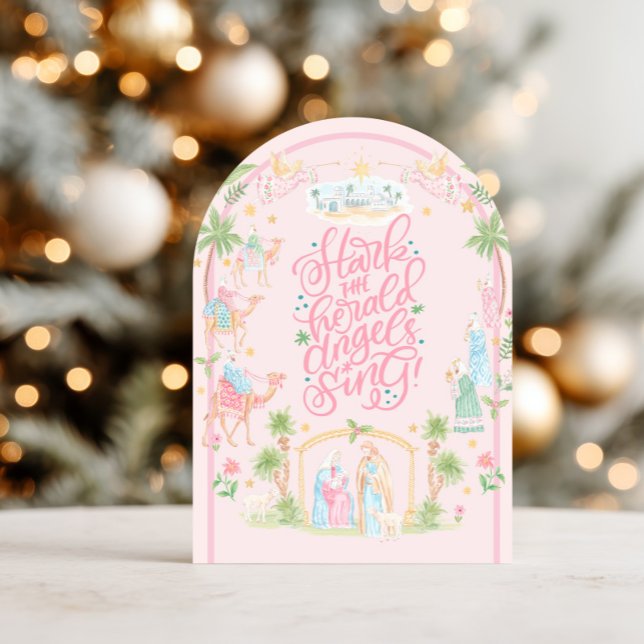 Pastel Nativity Folded Christmas Card Inbjudningar (Skapare uppladdad)