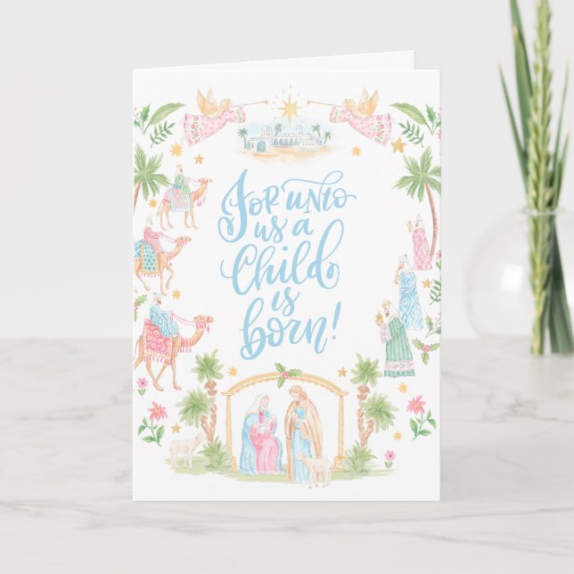 Pastel Nativity Folded Photo Card Kort (Framsida)