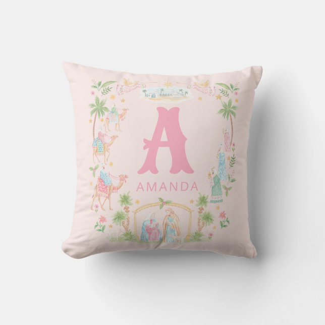 Pastel Nativity Monogram Kudde (Framsida)