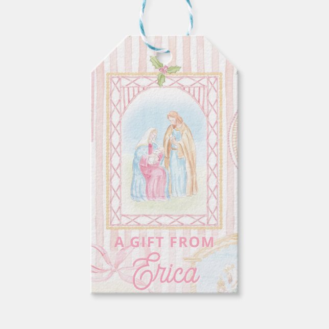 Pastel Nativity | Scenes Striped Presentetikett (Framsidan)