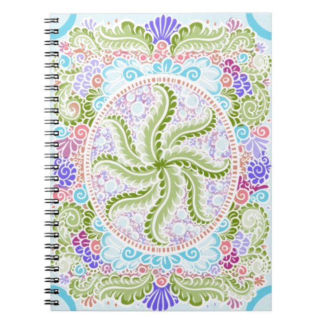 Pastel Nature Mandala Art Anteckningsbok Med Spiral (Framsidan)