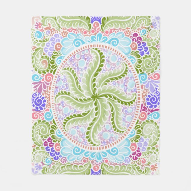 Pastel Nature Mandala Art Fleecefilt (Framsidan)