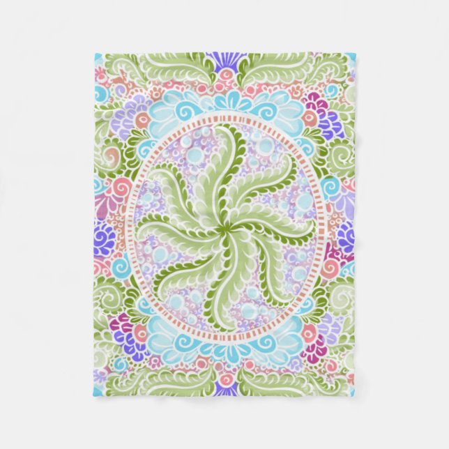 Pastel Nature Mandala Art Fleecefilt (Framsidan)