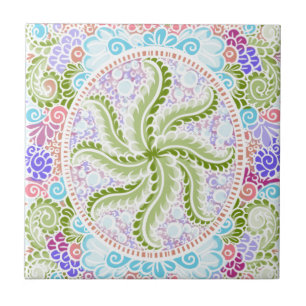 Pastel Nature Mandala Art Kakelplatta