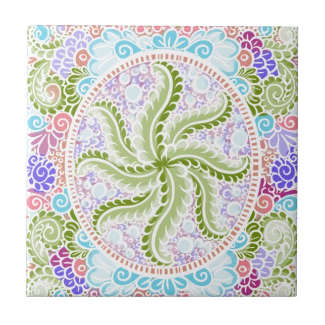 Pastel Nature Mandala Art Kakelplatta (Framsidan)