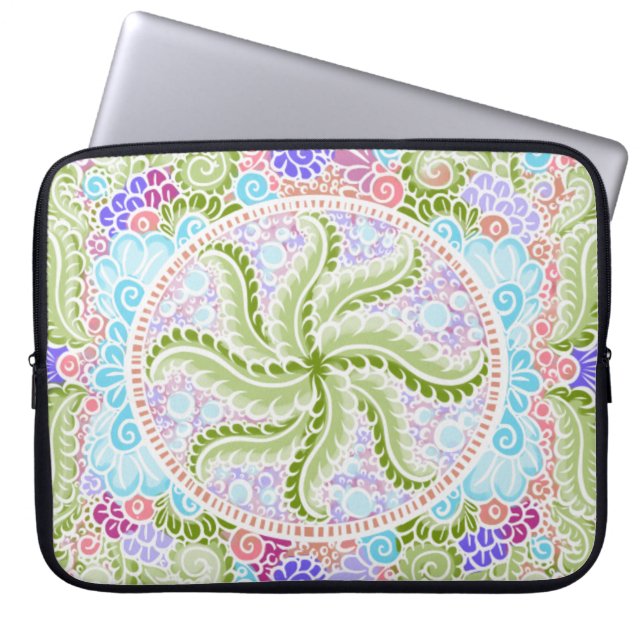 Pastel Nature Mandala Art Laptop Sleeve (Framsidan)