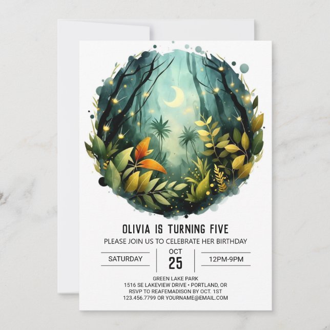 Pastel Nature Woodland Birthday Inbjudningar (Framsida)