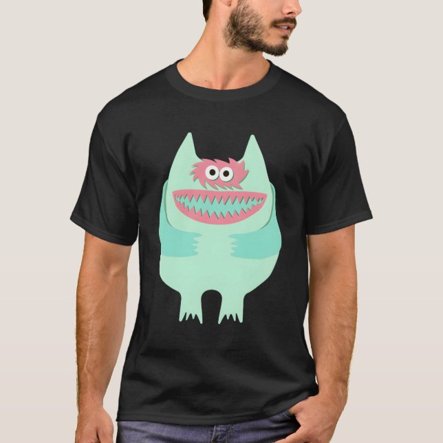 Pastel Nauga Mjukisdjur Monster Throwback T Shirt (Framsida)