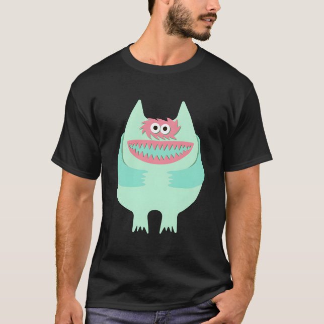Pastel Nauga Mjukisdjur Monster Throwback T Shirt (Framsida)