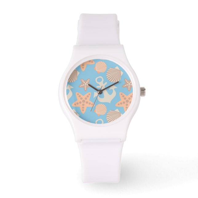 Pastel Nautical Mönster Armbandsur (Framsida)