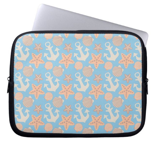 Pastel Nautical Mönster Laptop Fodral (Framsidan)
