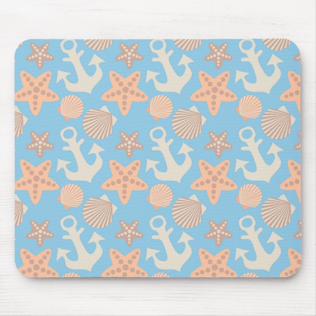 Pastel Nautical Mönster Musmatta (Framsidan)