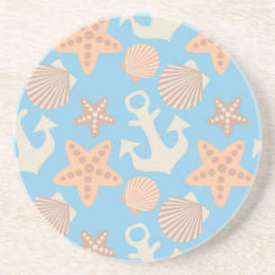 Pastel Nautical Mönster Underlägg Sandsten