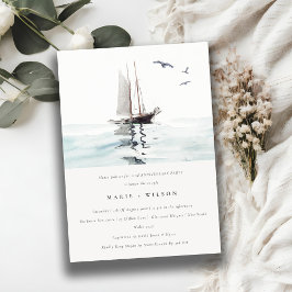 Pastel Nautical Sailing Yacht, ettårsdag Inbjudningar