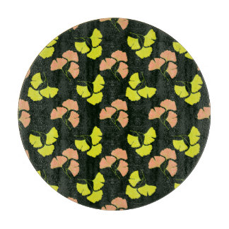 Pastel-Neon Ginko Leaves on Black Background