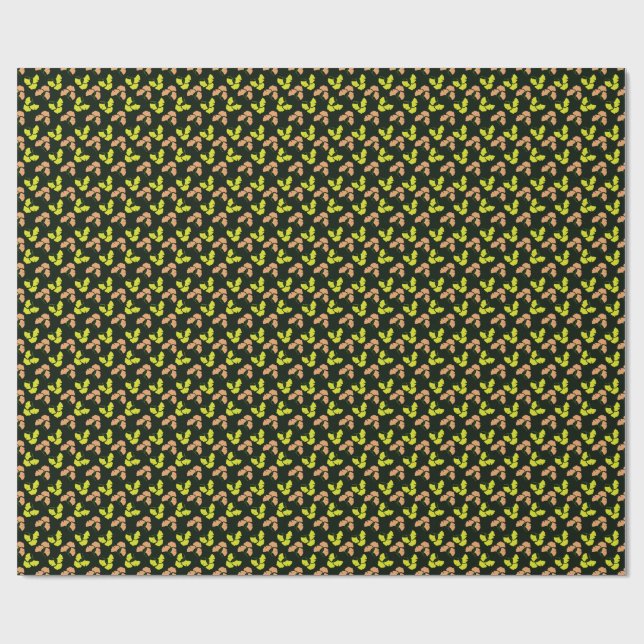 Pastel-Neon Ginko Leaves on Black Background Presentpapper (Platt)