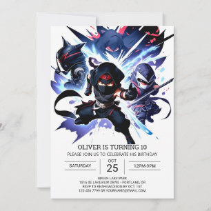 Pastel Ninja Surprise Birthday Inbjudningar