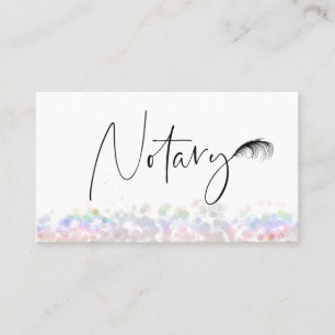 *~* Pastel NOTARY PHOTO Pen Feather Signing Agent Visitkort
