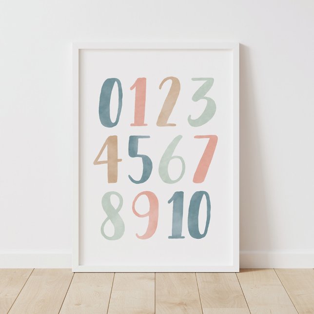 Pastel Numbers Girl Nursery Decor Poster (Skapare uppladdad)