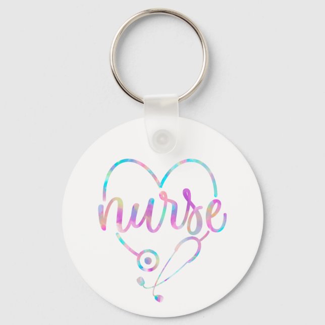 Pastel Nurse Stethoscope Keychain Nyckelring (Framsida)