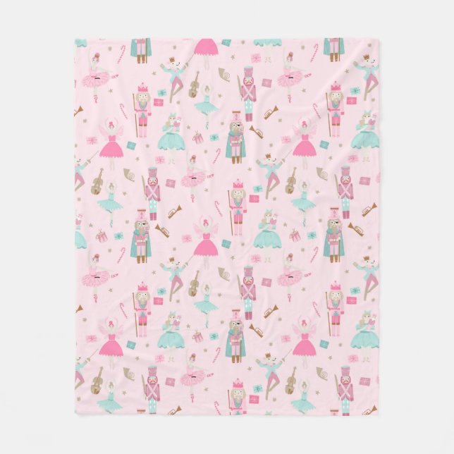 Pastel Nutcracker Ball Rosa Fleet Blanket Fleecefilt (Framsidan)