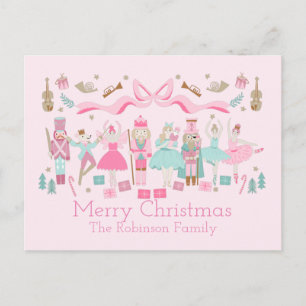 Pastel Nutcracker Ballet Rosa julvykort Vykort