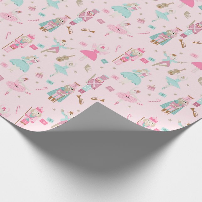 Pastel Nutcracker Ballet Rosa Wrapping Papprare Presentpapper (Hörn)