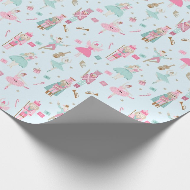 Pastel Nutcracker Ballet Rosa Wrapping Papprare Presentpapper (Hörn)