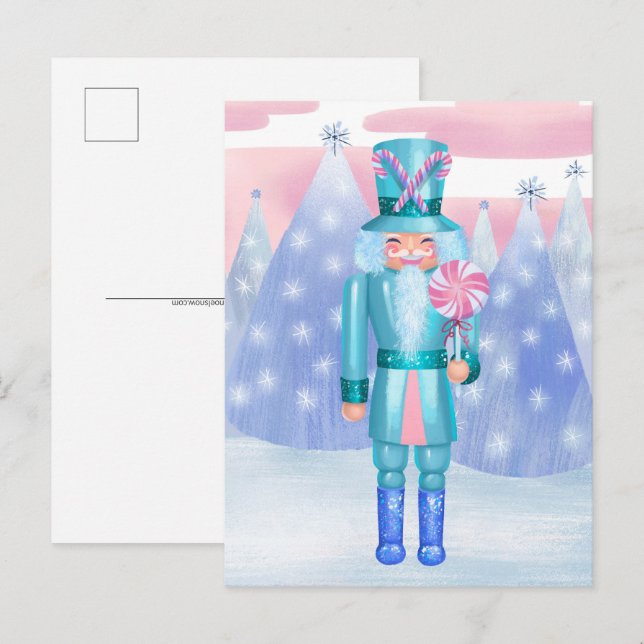 Pastel Nutcracker Candy Kung Vykort (Fram/baksida)