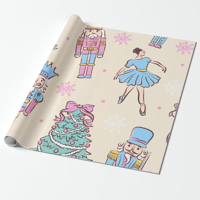 Pastel Nutcracker Christmas Presentpapper (Utrullad)