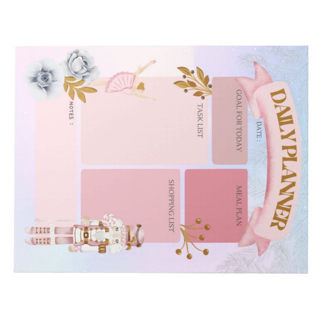 Pastel Nutcracker Daily Planner Anteckningsblock (Framsida)