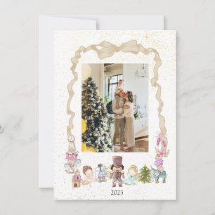 Pastel Nutcracker Ribbon Julfoto-kort Julkort