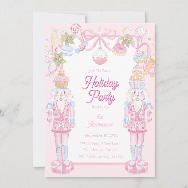Pastel Nutcracker Sweet Holiday Treats Party Inbjudningar (Framsida)