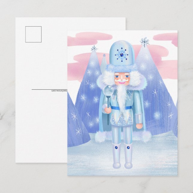 Pastel Nutcracker Winter Kung Vykort (Fram/baksida)