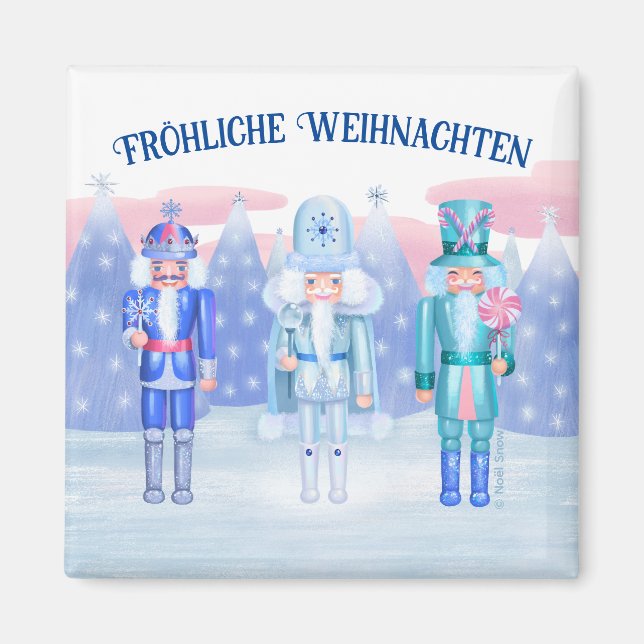 Pastel Nutcrackers God jul på tyska Magnet (Framsidan)