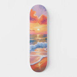 Pastel Ocean Sunset | Färgfärg för persikor Mini Skateboard Bräda 18,5 Cm