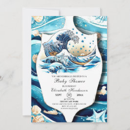 Pastel Ocean Vågar Baby Shower Inbjudningar