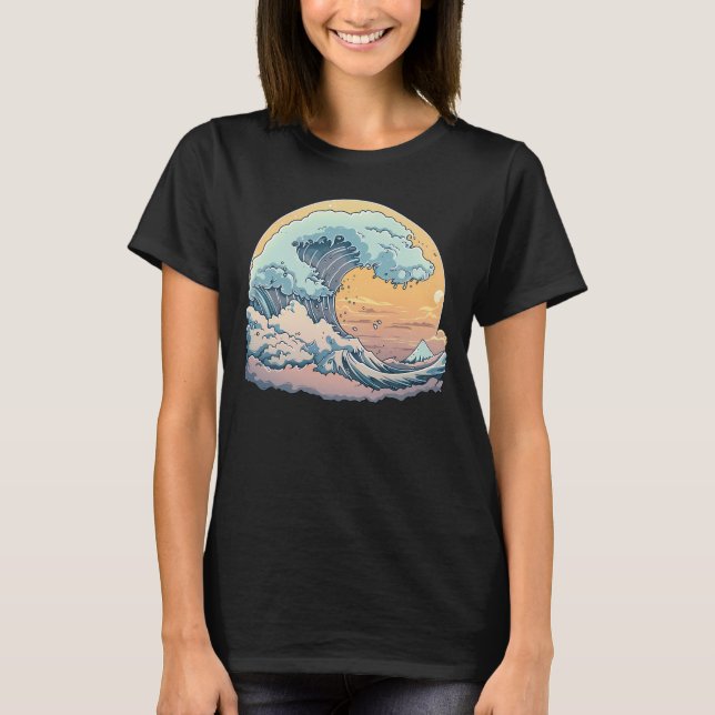 Pastel Ocean Wave Graphic T-Shirt (Framsida)