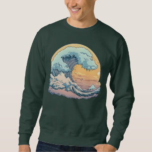 Pastel Ocean Wave Graphic T-Shirt Lång Ärmad Tröja
