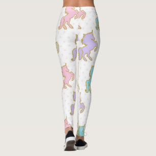 Pastel och Guld Unicorn Leggings