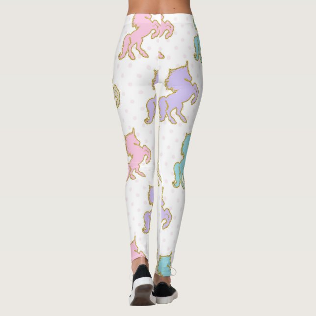 Pastel och Guld Unicorn Leggings (Baksida)