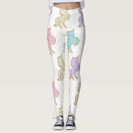 Pastel och Guld Unicorn Leggings