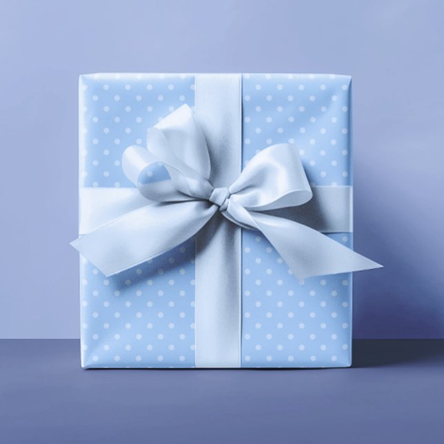 Pastel och Light Blue Small Polka dots Presentpapper (Pastel and Light Blue Small Polka Dots Wrapping Paper)