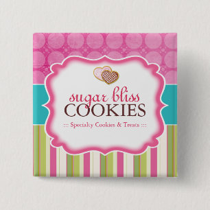 Pastel och Rand Heart Shape Socker Cookies Knapp